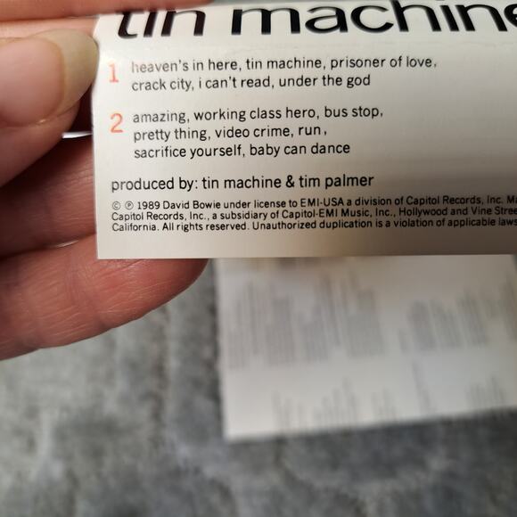 VINTAGE 1989 TIN MACHINE MUSIC CASSETTE TAPE david bowie 80s tested/plays - Picture 5 of 5